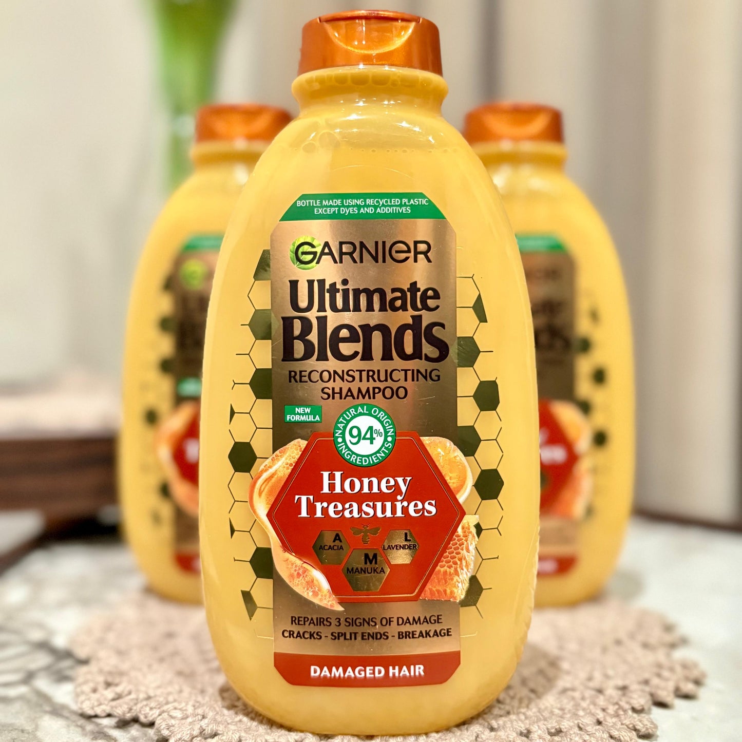 Garnier Ultimate Blends Honey Treasures Shampoo, AML Acacia + Manuka + Lavender, 400ml