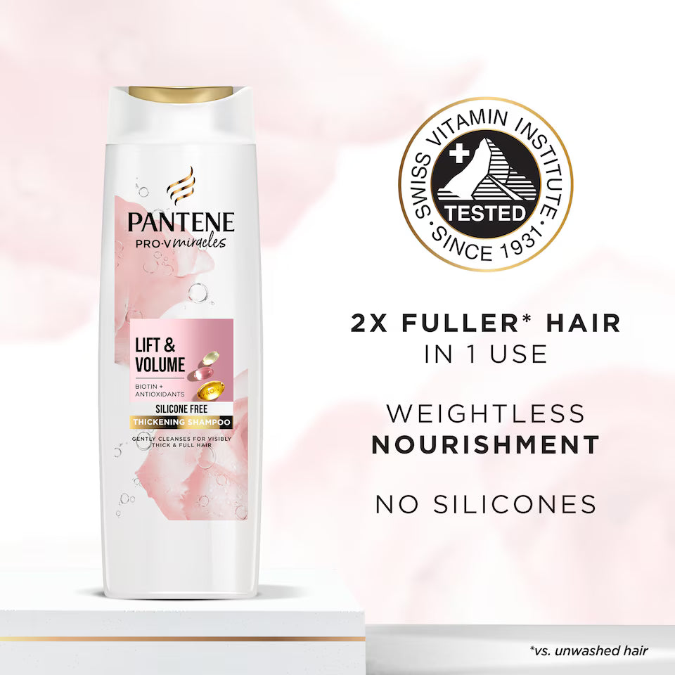 Pantene Miracles Lift & Volume Hair Silicone Free Shampoo with Biotin 400ml